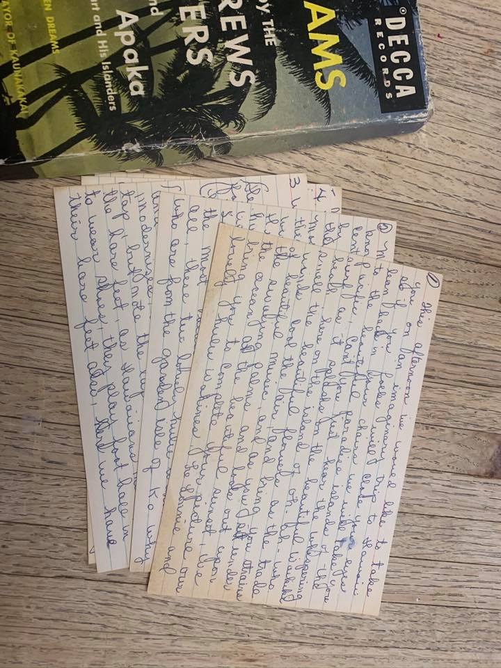 A second view of the family keepsake with Grandma AraBelle's handwritten dance recital notes.