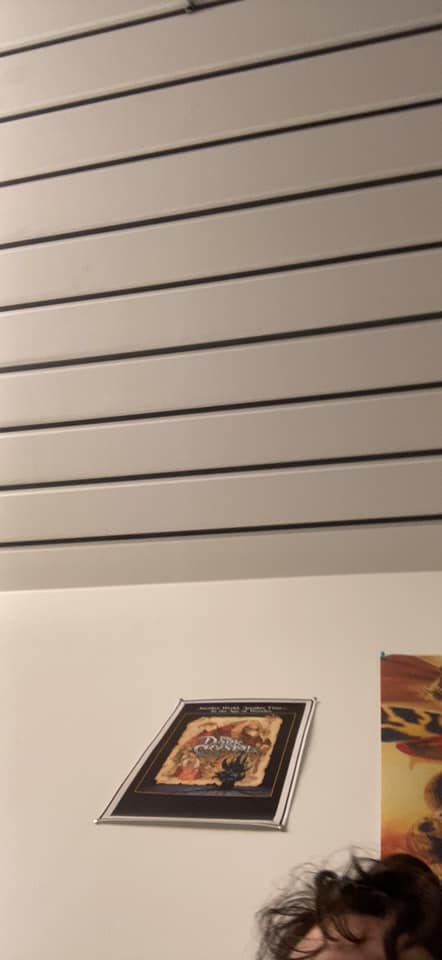 Tilted FaceTime screenshot showing part of Tyler’s face beneath a framed picture.