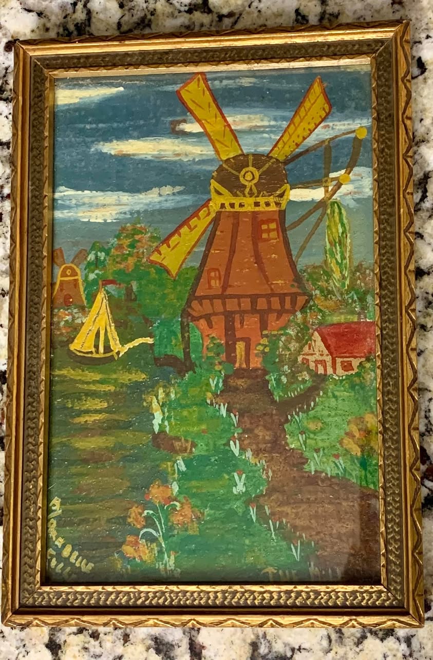Photographs documenting a painting by Danielle's grandmother that resurfaced through an online estate listing.
