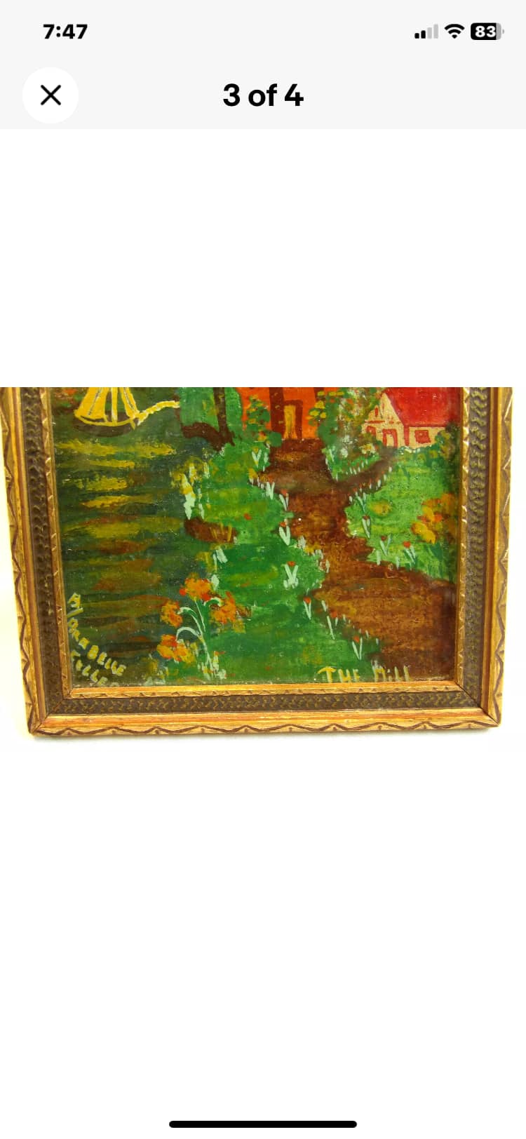 Photographs documenting a painting by Danielle's grandmother that resurfaced through an online estate listing.